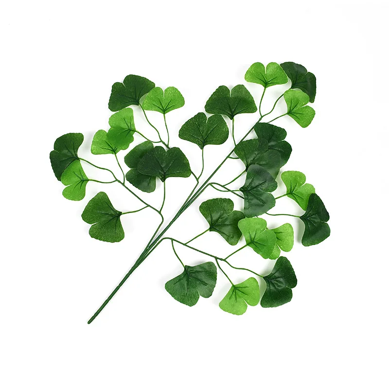 JDWQ Various  Color Artificial Plastic Ginkgo Biloba Leaves Silk Biloba Leaf For home hotel wedding decor