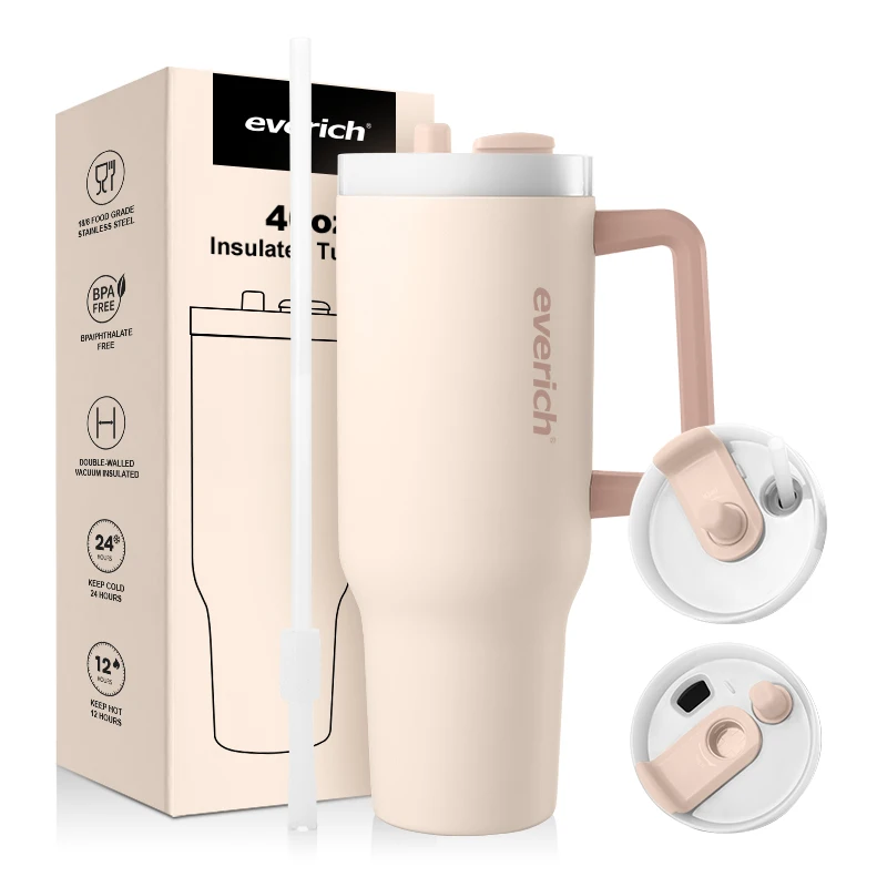 Hot Selling Wholesale 50oz 40oz 30oz sublimation double wall stainless steel Travel Car Tumbler with handle straw