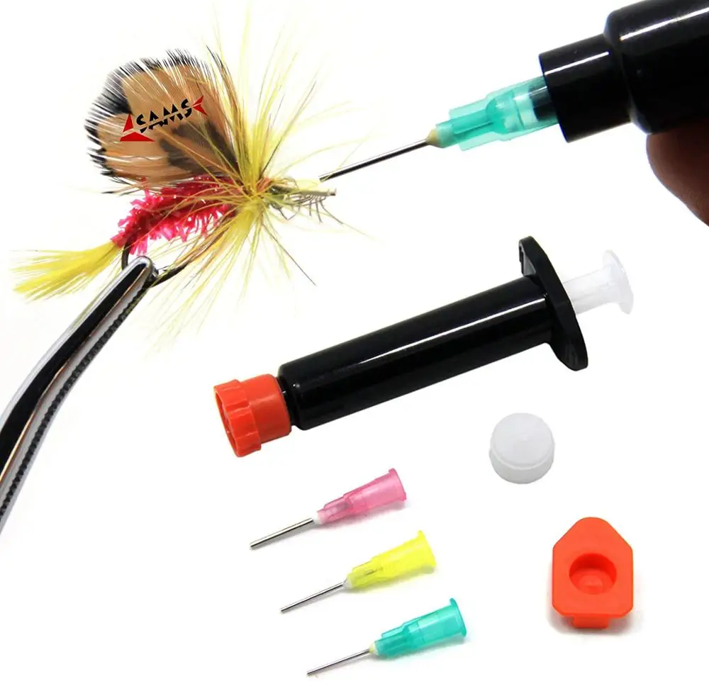 SAMSFX Fishing Tying Kits UV Bright Black Light Flashlight and Clear Glue Cure Syringe Coating Tools for Trout Flies Making
