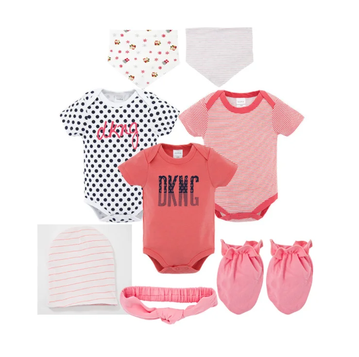 New baby born gift set baby grows girl clothes romper bibs mitten cap girl clothing sets