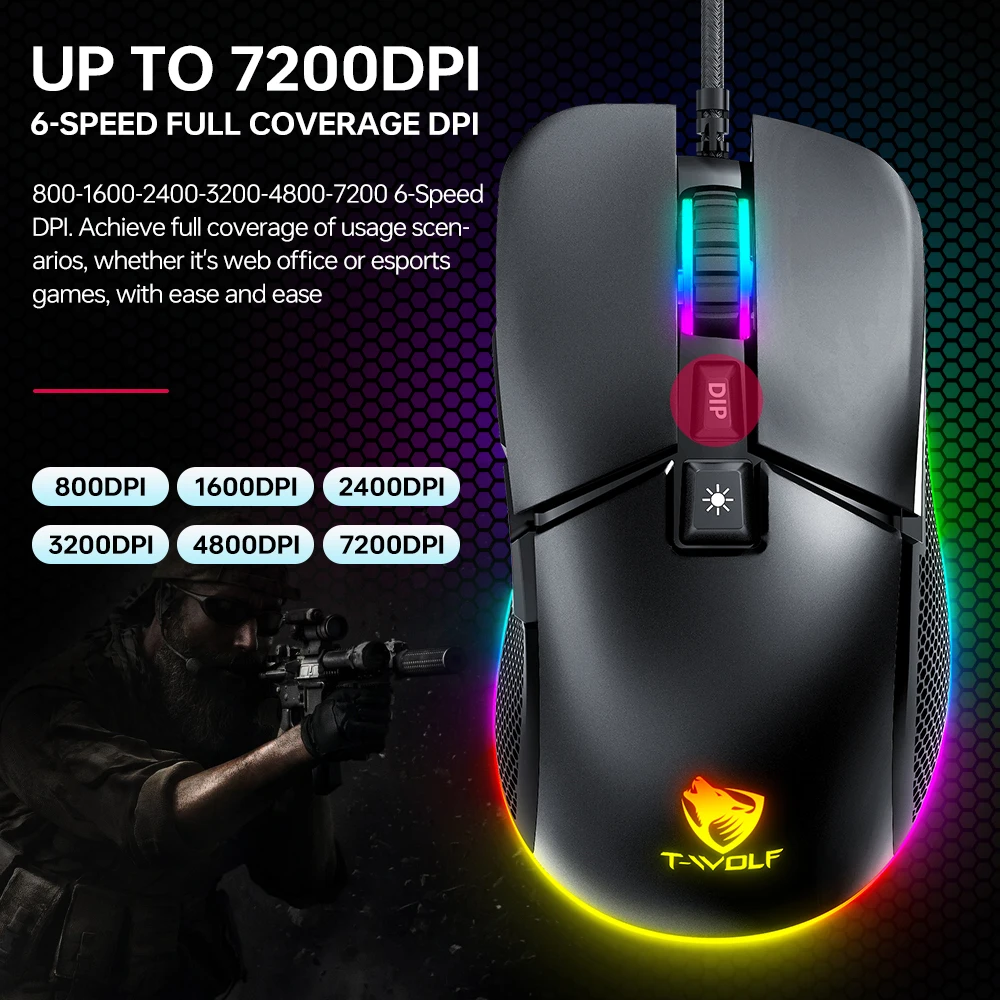 T-WOLF G590 Free cheap ergonomic magic rgb Mouse wired usb gaming mouse Glorious Mice for pc computer laptop