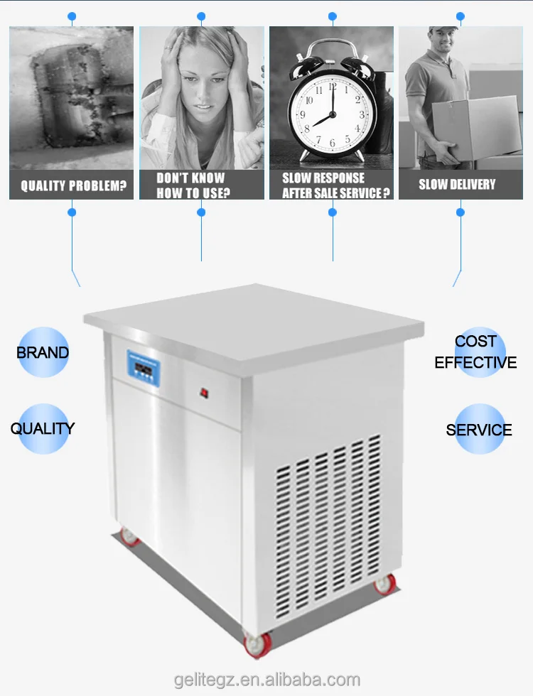 Maquina de helados enrollados commercial fried ice cream machine roll single flat pan roll ice cream machine