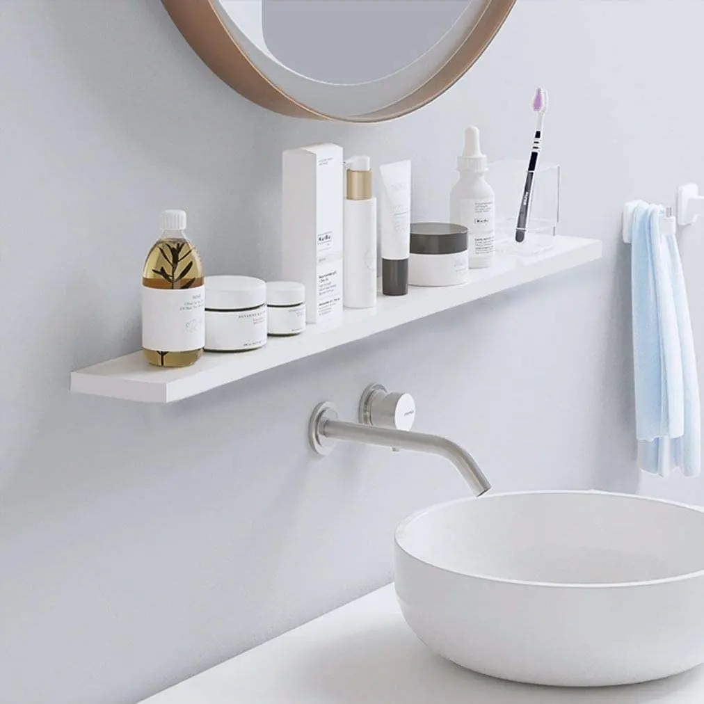 Floating Shelves White Wall Mounted,Wood Wall Shelves for Wall Display Set of 3 Floating Shelves with Brackets,White