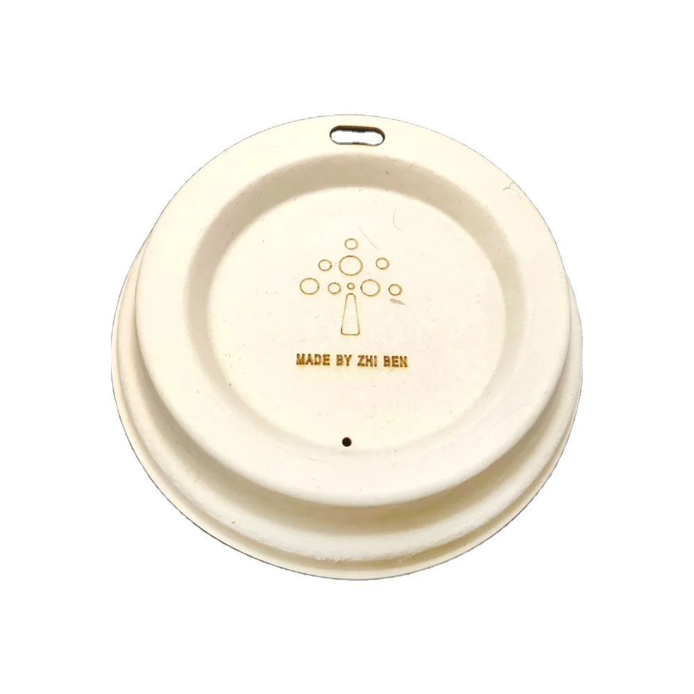 Bagasse pulp paper coffee cup lid for 80mm and 90mm, disposable biodegradable coffee cup lid ,compostable sugarcane cup lid