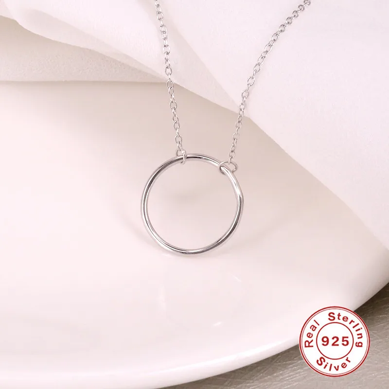  925 Sterling Silver Necklaces 14 K Gold Solid Choker Charm Design Women Minimalist Chain Ring