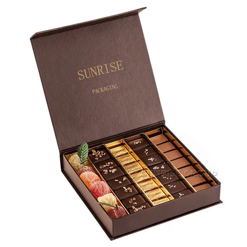 Custom black cardboard paper printing food packaging boxes for sweets, chocolate folding box chocolate packaging box gift