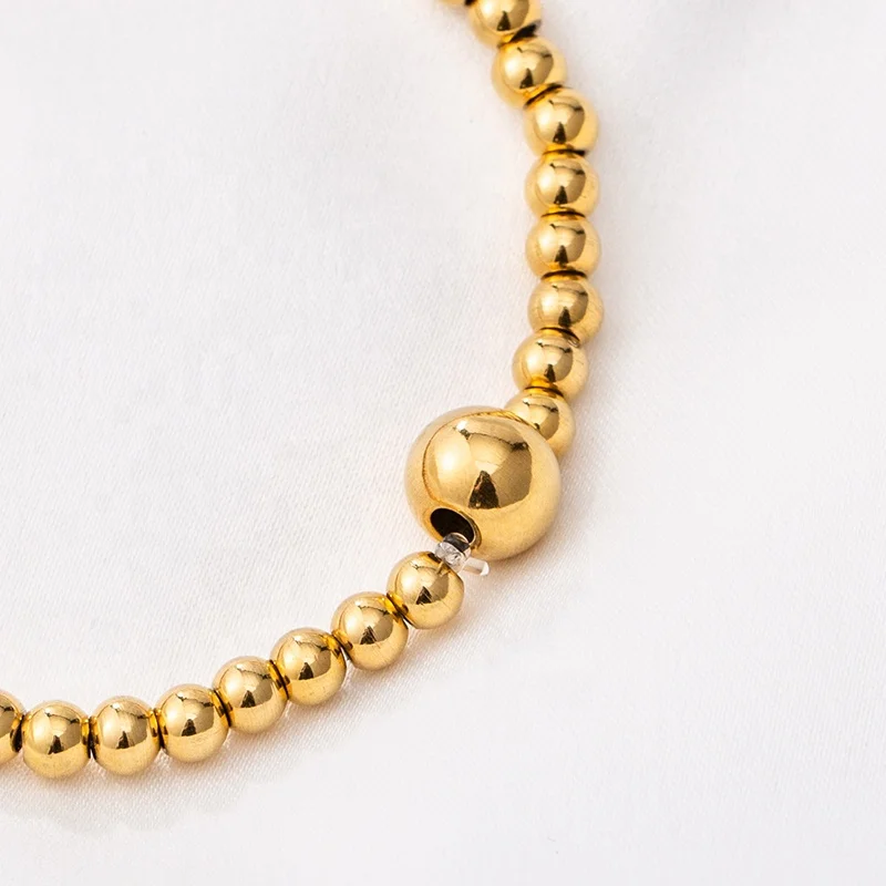 Southeast Asia Classic Fashion Trend Stainless Steel Plated 18 K Gold Beads Lotus Seed Bracelets For Sensitive Skin