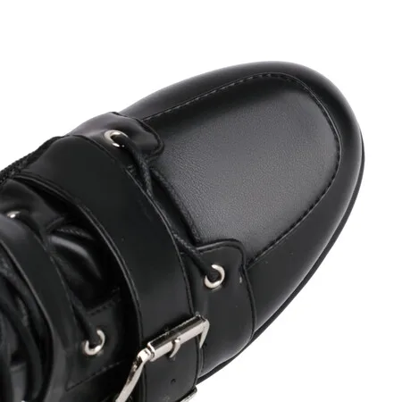 Customized Luxury Sexy nightclubs  round head  high boots in pole dancing  belt buckle platform chunky knee-high boots boots