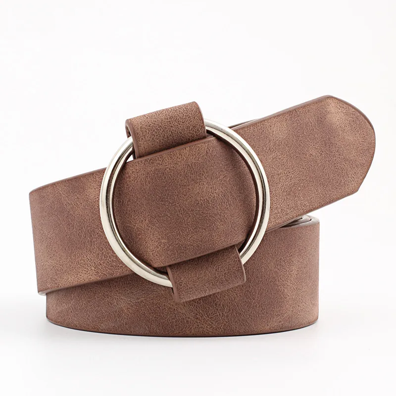 Wholesale 2022 new cheap fashion colorful women teenager round leather belt buckles trendy belt