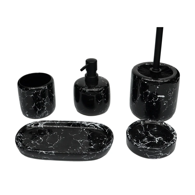 home hotel bathroom products round white glazed  bathroom accessory set