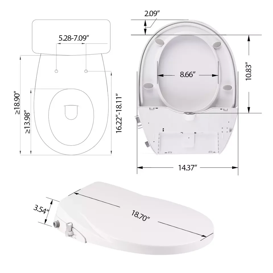 Oem Non-Electric Cold Water Bidet Toilet Seat Toilet Bidet Seat With Self Cleaning