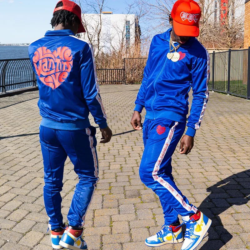 custom logo embroidery sweatsuit zip up sportswear Tech Fleece tracksuit for men