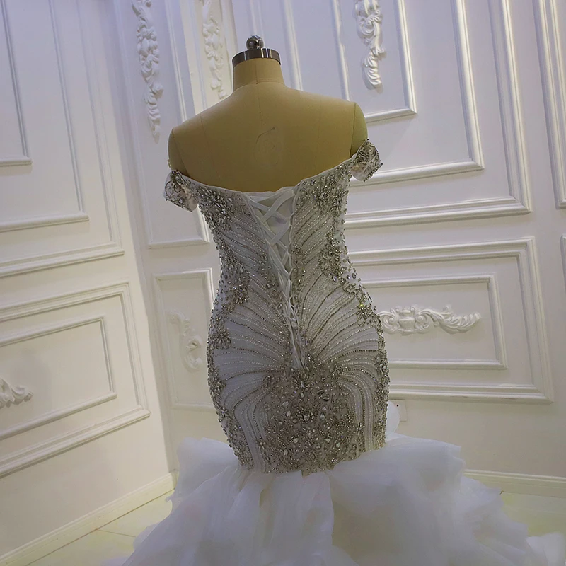 Am1171 2022 Mermaid Lace Strapless Sequin Beads Formal Bling Dress Elegant Wedding Dress