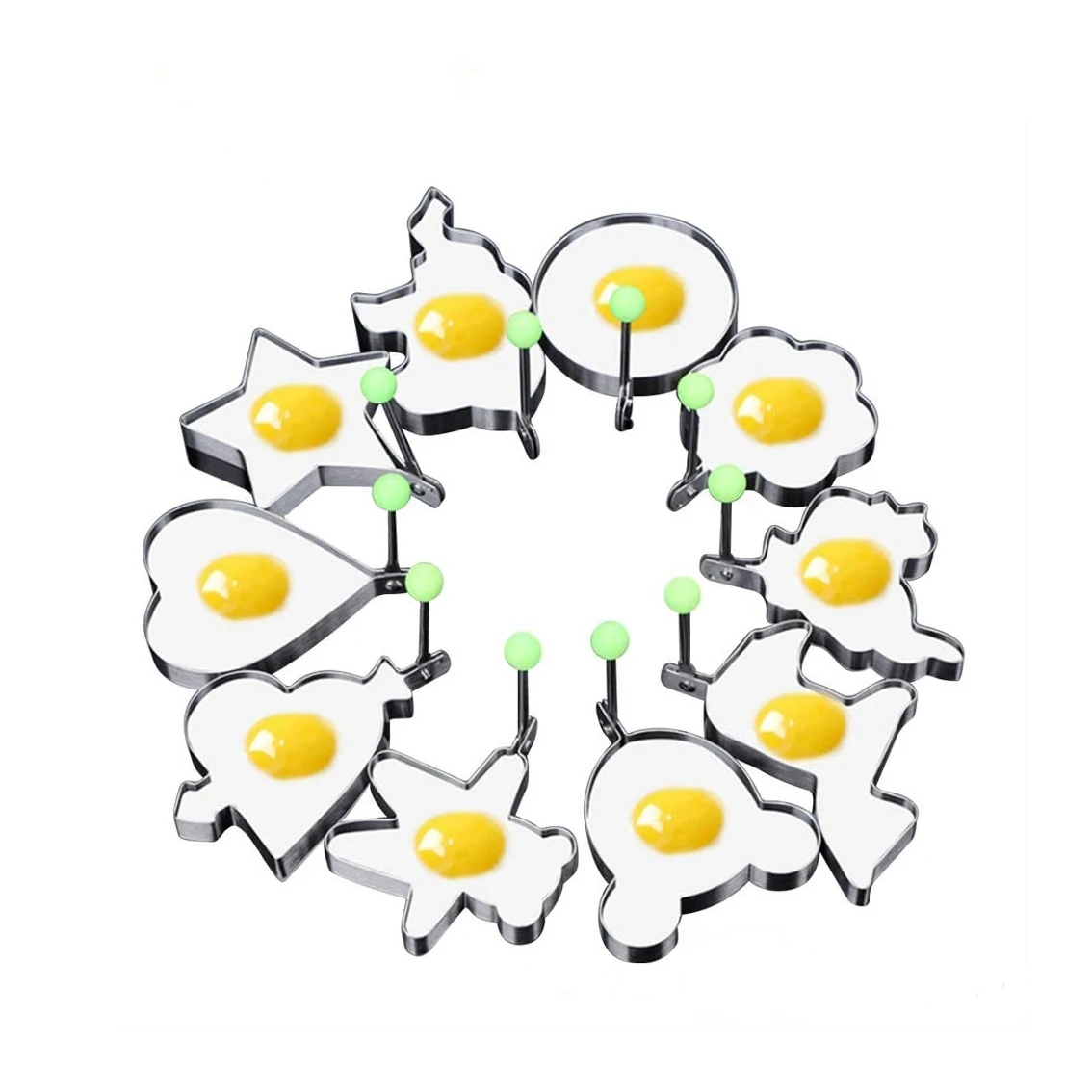 
10pcs Creative Stainless Steel Omelette Maker Fried Egg Decoration Egg For Frying Pancake Baking Tools DIY Egg Pancake 