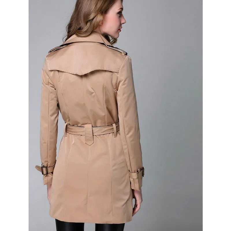 New Fashion Designer Brand Classic European Trench Coat khaki Black Double Breasted Women Pea Coat real photos