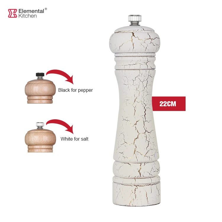pepper salt grinder and grinder pepper wood 8' with Black and white color for kitchen pepper mill grinder