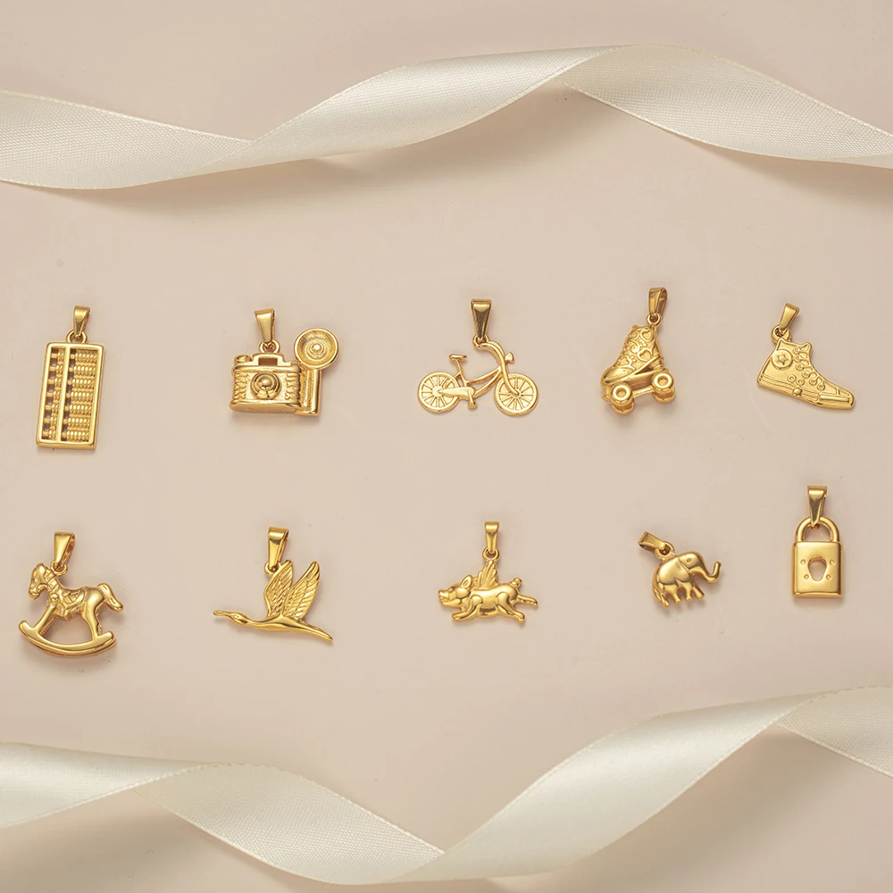 Wholesale Custom Jewelry 18K Gold Plated Stainless Steel Cool Animal Elephant Pig Horse Pendant Charm Pendant For Men Women