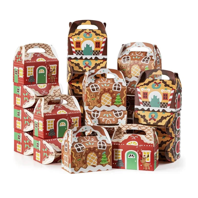 Holiday Cardboard Packaging Gift Boxes Recyclable Brown Candy Cake Box Accept Luxury Cookie Dessert Pastry Food Christmas 