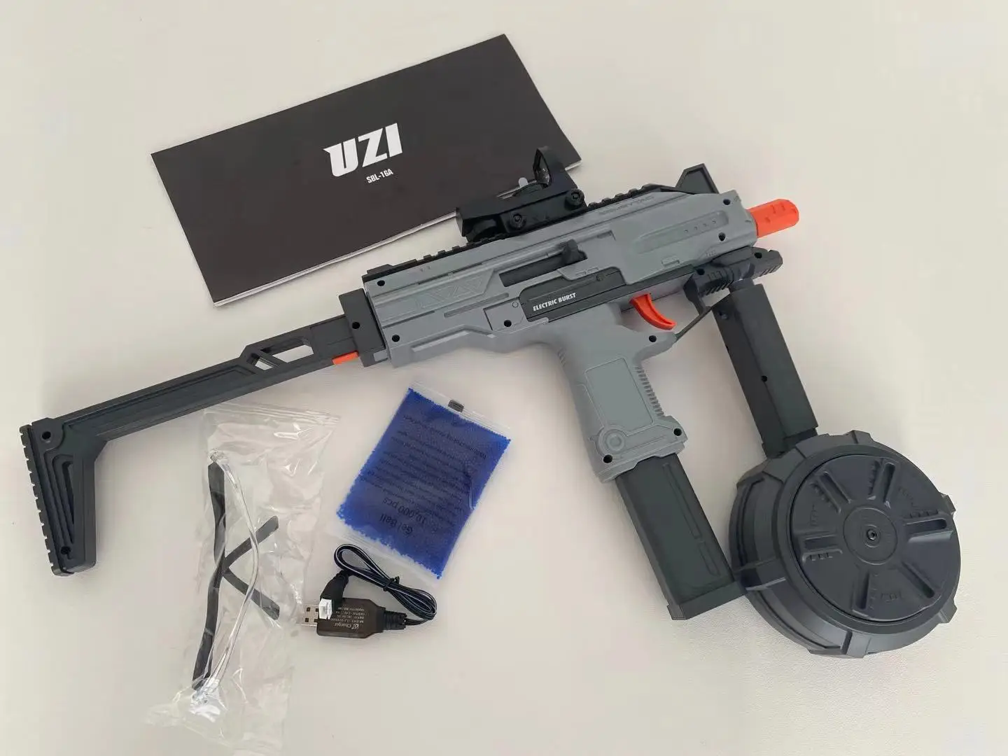 Большой барабан 2022UZI Электрический гелевый бластер водяной пистолет TikTok в том же стиле игрушечные пистолеты
