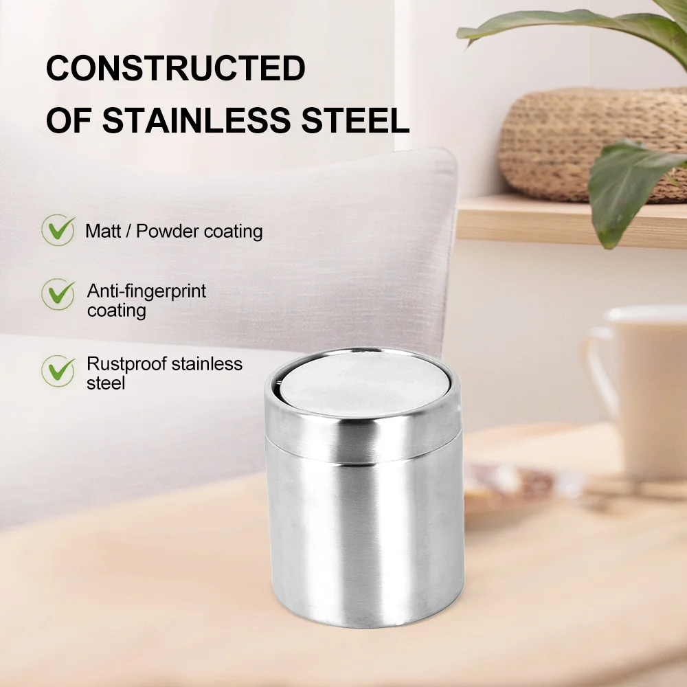 Mini Stainless Steel Household Indoor Swing Lid Desk Top Table Top Trash Can