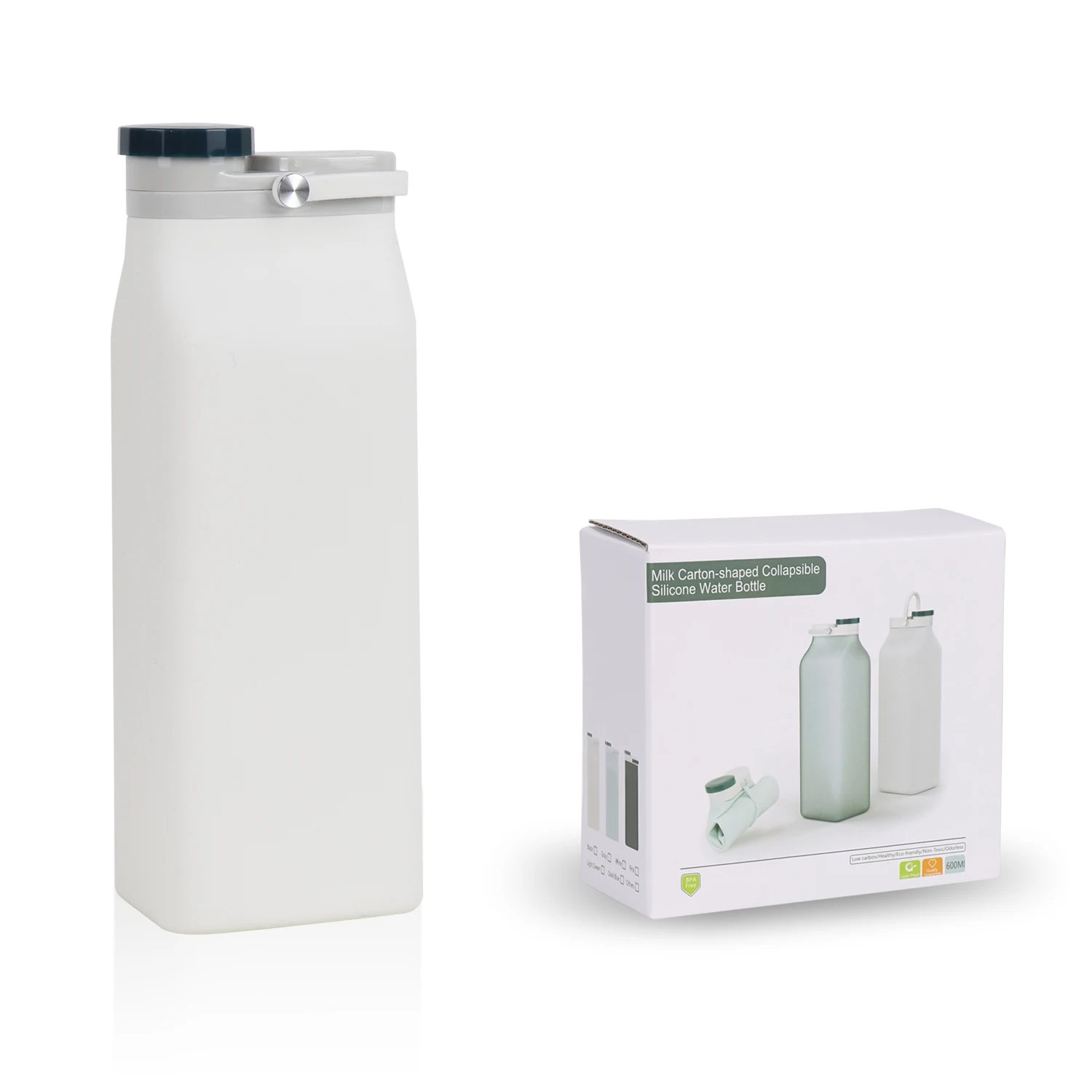 Метка частного назначения логотип LFGB 600ml термос для хранения еды класс Расширяемый Складной подходит для путешествий и занятий спортом питьевой силиконовая бутылка для воды