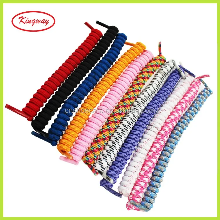 Elastic Kids Coiled Twist-Twist No Tie Polyester Shoelaces for Kids Youth Shoes