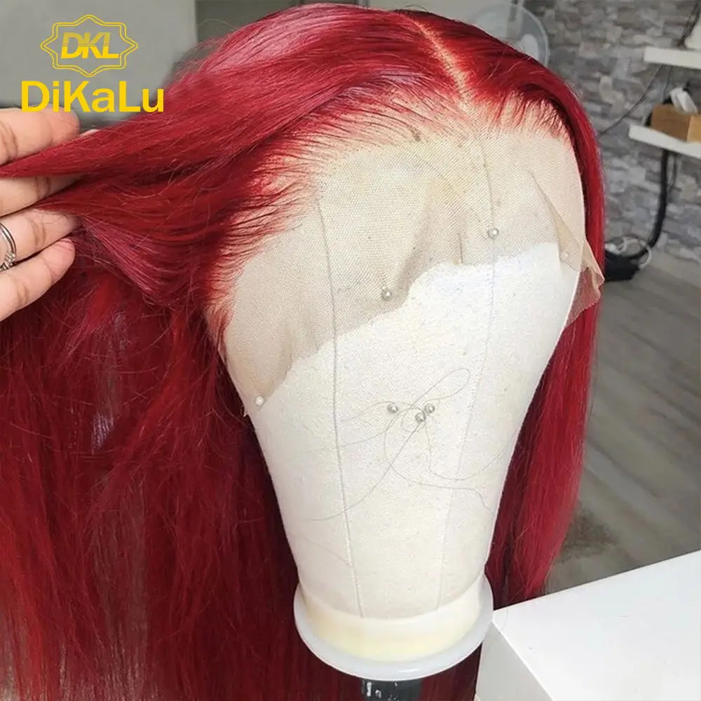 DKL Private Label Remy Brazilian Hair Glueless 99J Full Lace Wig, Blonde 99j Red Wigs, Grade 9A Human Lace Wigs For Women