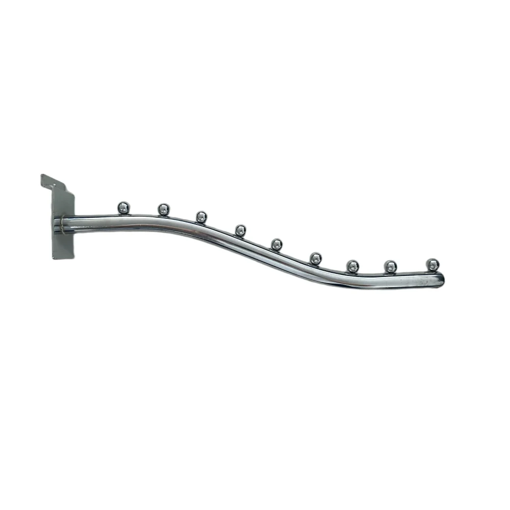 Slatwall Gridwall Waterfall Metal Display Hook with 7 Beads for Supermarket Garment Store Display Fixture