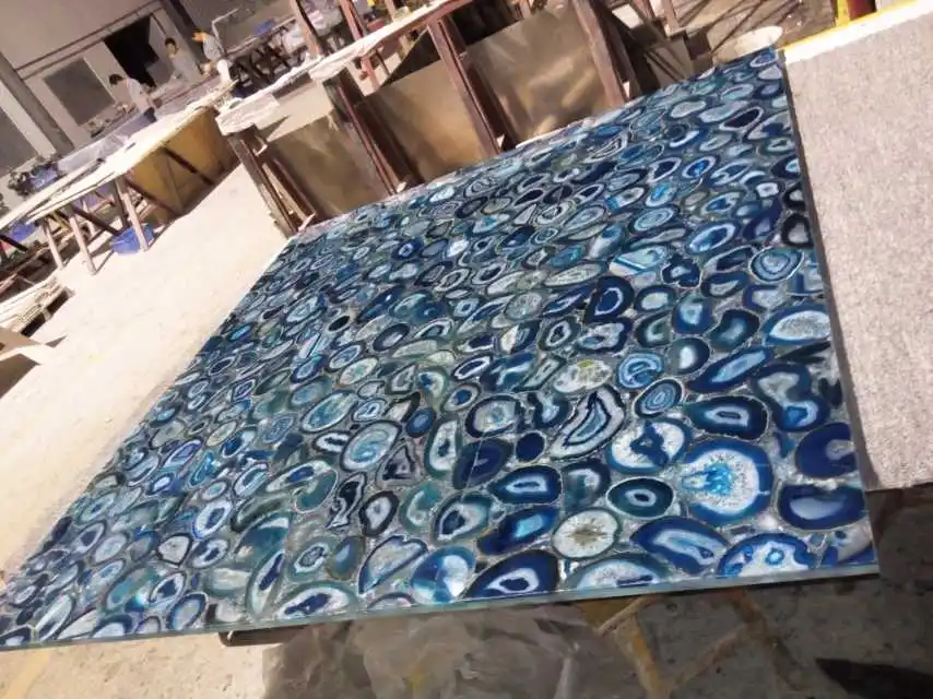 AST OEM/ODM Floor Tile Flooring Cheap Price Brazil Natural Stone Blue Agate Slabs Bathroom Tiles Walls and Floors