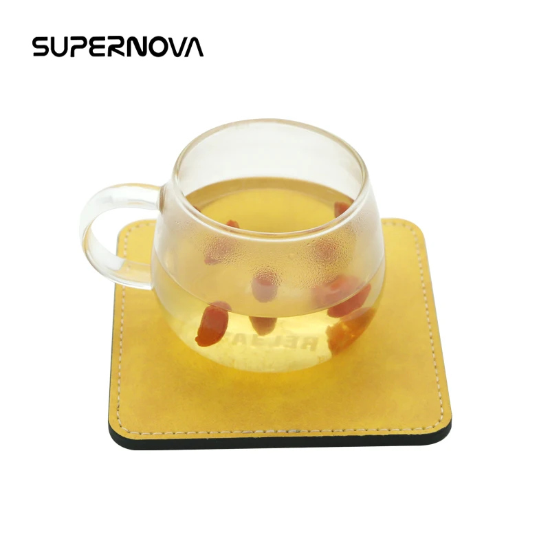 
Hot Selling Sublimation Blanks Personalized Leather Coaster for Printing 