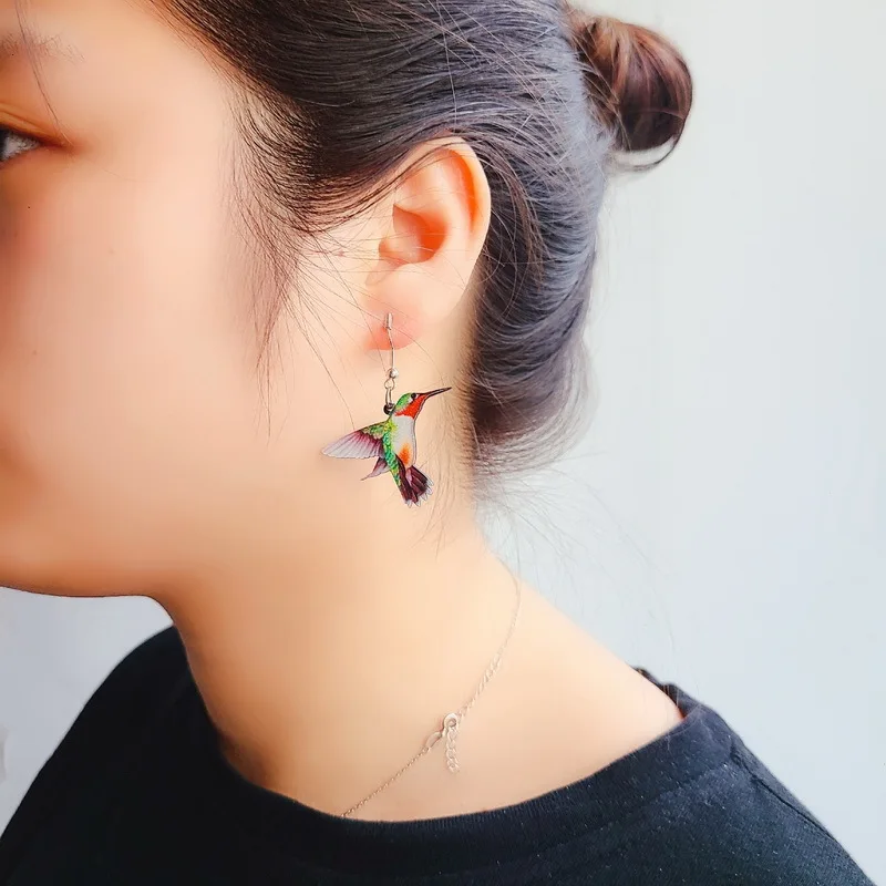 Hot Sale Fashion Cute Birds Acrylic Fishing Rod Earrings Pigeon Eagle Owl Animal Earrings for Women