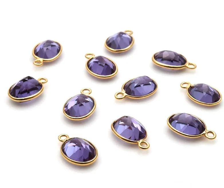 Alexandrite Faceted Bezel Set Oval Single Bail Gemstone Charm Connector Pendants