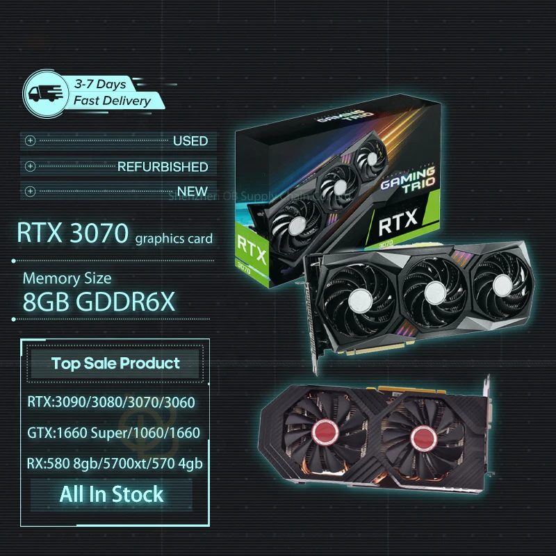 Hot Selling Graphics Cards Wholesale RTX 3070 3080 3090 Gaming With 8GB GDDR6X Video Memory 384 Bit Laptop Stock