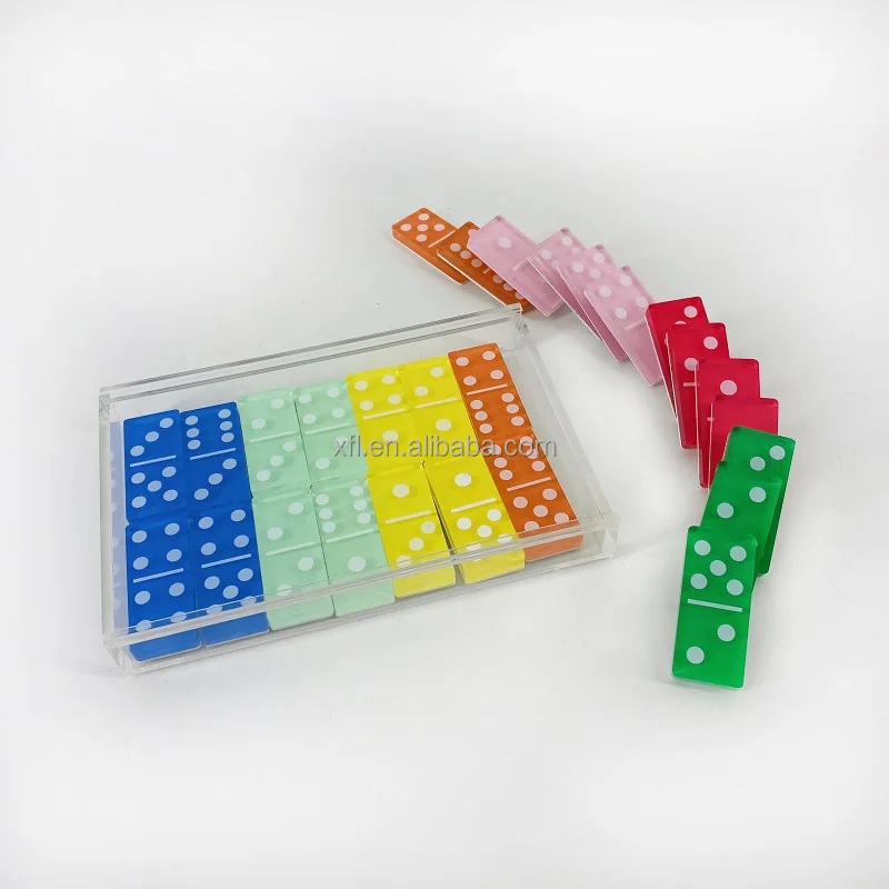 Factory wholesale 28pcs  Acrylic Domino game set  customize high quality  colorful domino game