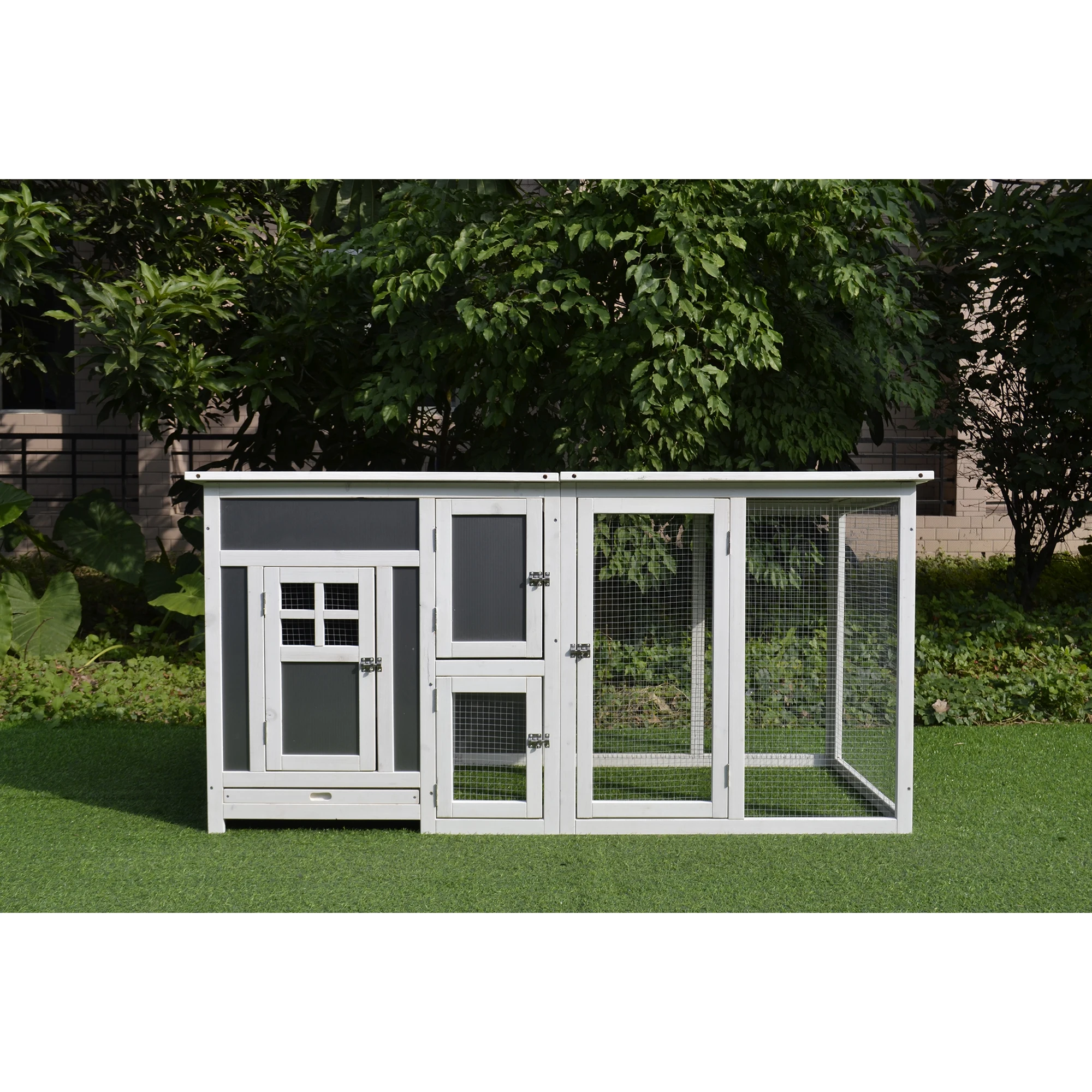 XPT041 Wooden Pet Cages Chicken Coop Grey color for outdoor farm house chicken run