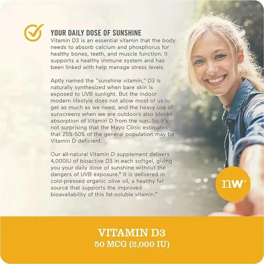 Custom private label softgel Vitamin D3 provide Immune healthy Bone development softgel capsules