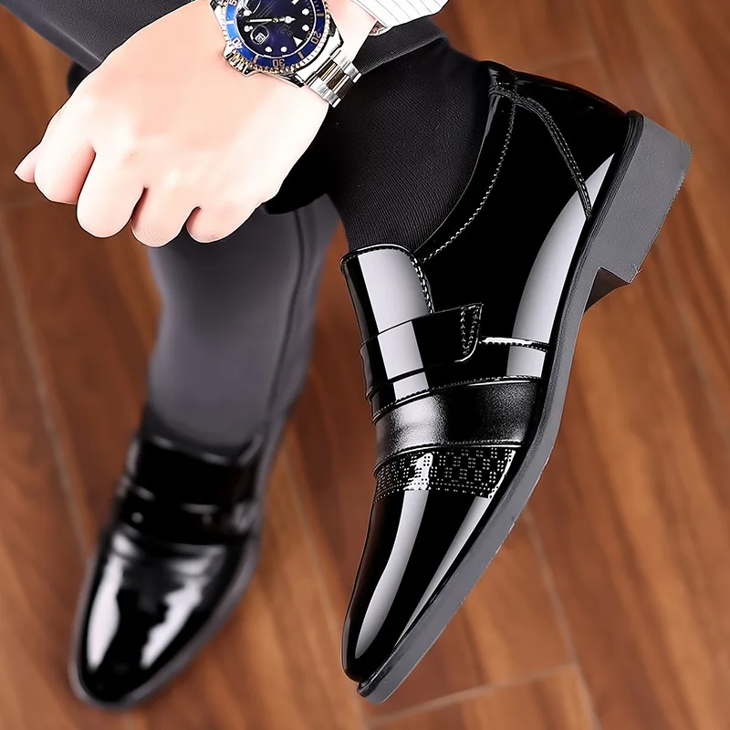 A070 Fashion Breathable Men Leather shoes large size Business dress shoes