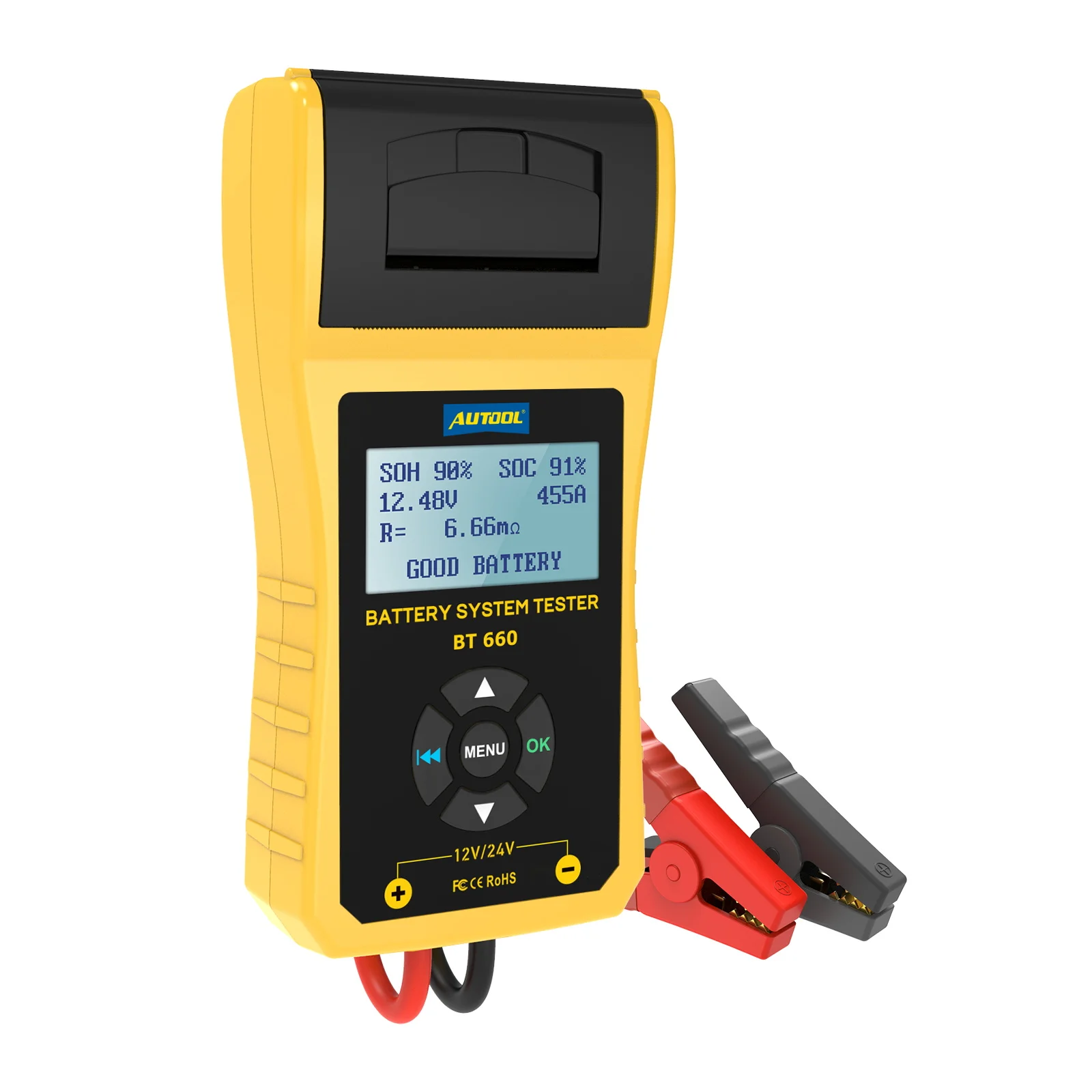 AUTOOL BT660 12V Car Battery Tester Automotive Battery Analyzer Auto Vehicle Repair Test Detect Diag Tool with Thermal Printer