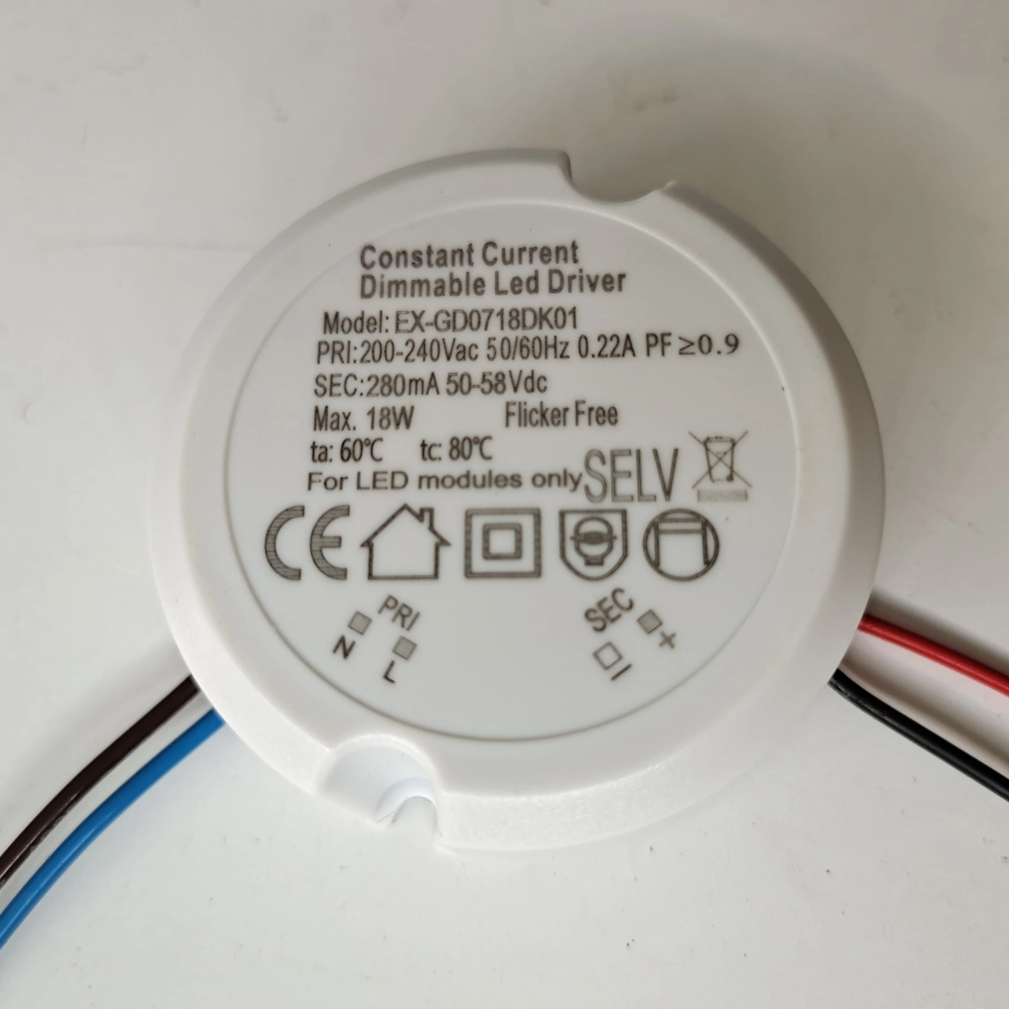 SELV Output Led Driver 7W 10W 15W Constant Current Triac dimmable Led Driver Round