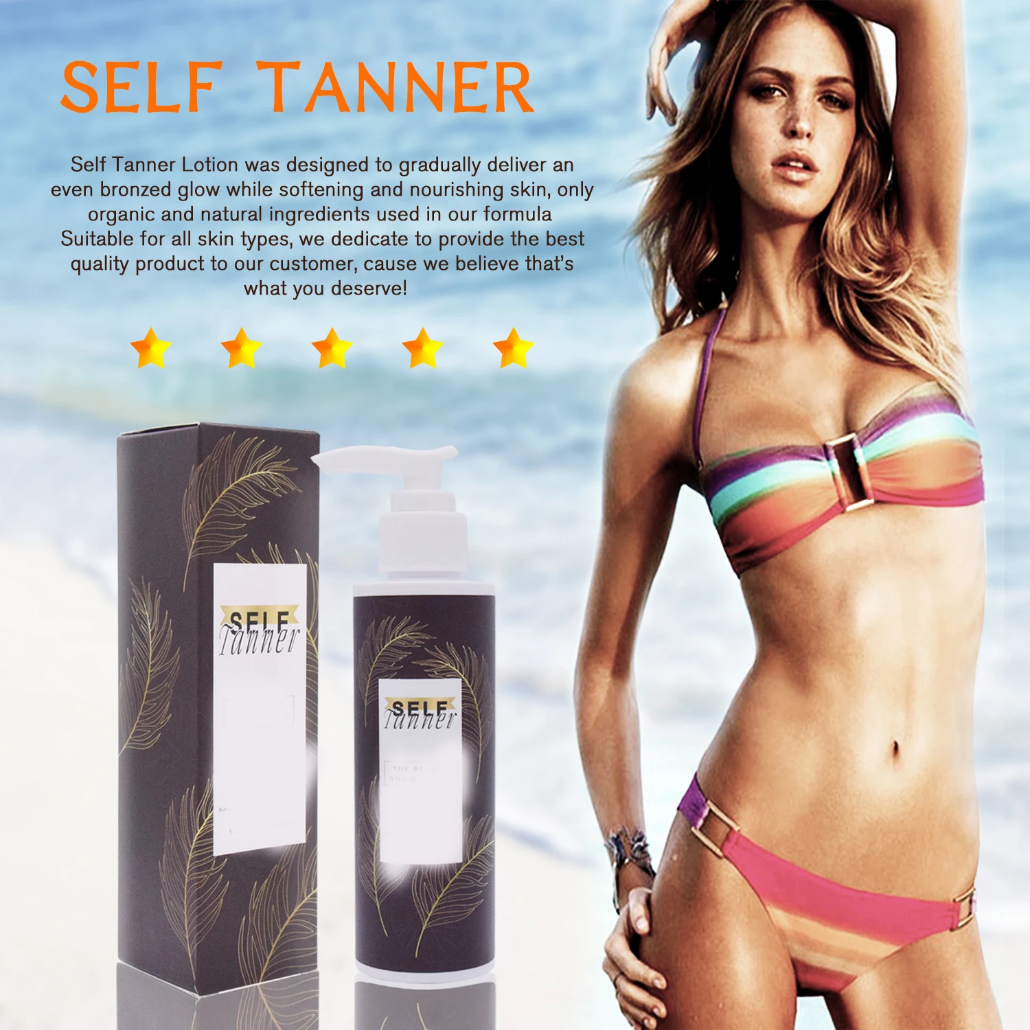 Private label  Hot selling  Self Tanner Self Tanning Lotion Bronze Quickly Coloring Face Body Natural Tan Cream 150ml