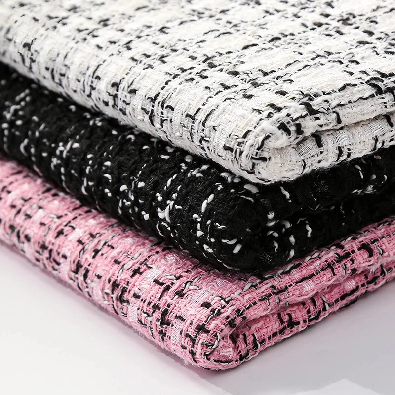 Multi color soft lurex luxury style women handbags woven coats trouser autumn gold patwork pink tweed material fabric for dress