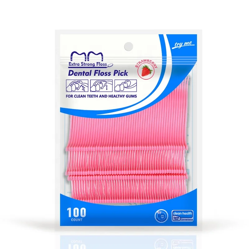 ISO CE Approved Custom Colored Fruit Flavor 2 In 1 Oral GUM Care Plastic Toothpick Dental Floss Pick