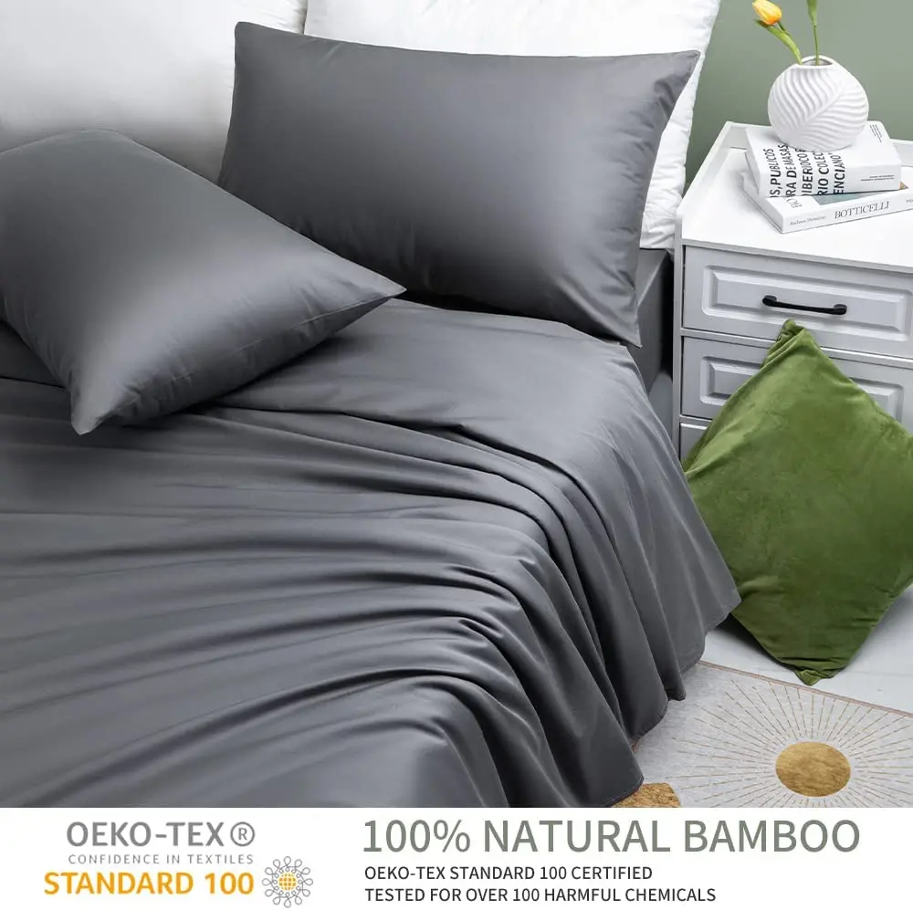 Summer Bed Sheet Cooling Bed Sheets 4 Pieces High Quality Organic Bamboo Sheet Set
