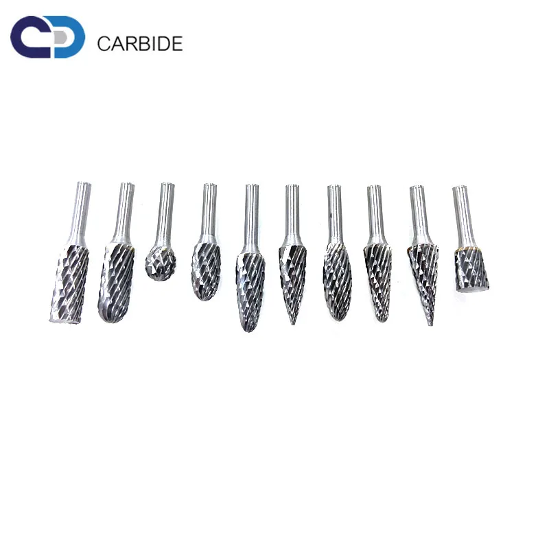 6mm double cut metal tool parts set tungsten carbide rotary burrs sets for grinding cutting wood carving