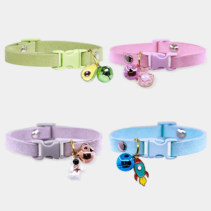 OEM/ODM Cat Collar Solid Color Cute Cat Neck Jewelry Decoration Kitten Pet Bell Necklace Outdoor Accessories Products Supplies