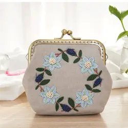 12cm Handmade Purse Decoration Embroidery Coin Bag Fabric Embroidery Craft DIY Kits Embroidery Kits