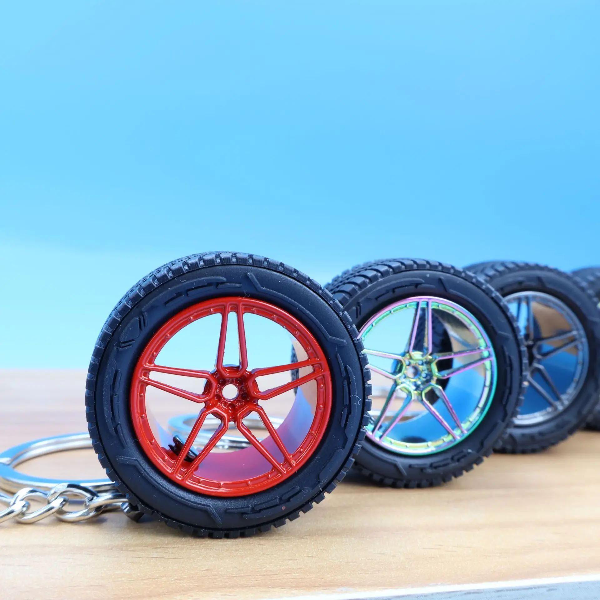 Hot Sale Mini Car Tyre PVC Soft Rubber Keychain Custom Logo Promotional Car Key Chain Keyring