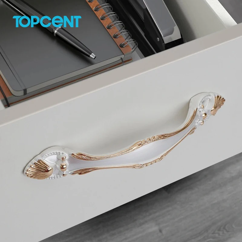 TOPCENT Zinc Alloy Custom Kitchen Cabinet Hardware Aluminum Bedroom Furniture Pulls Handle Light Electroplating Anti Layer Knob