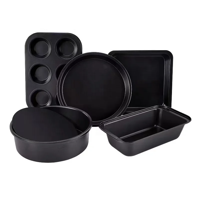 5Pcs  Hot Sale Non Stick Carbon Steel Cake Bread Mold Baking Pan Bakeware Set