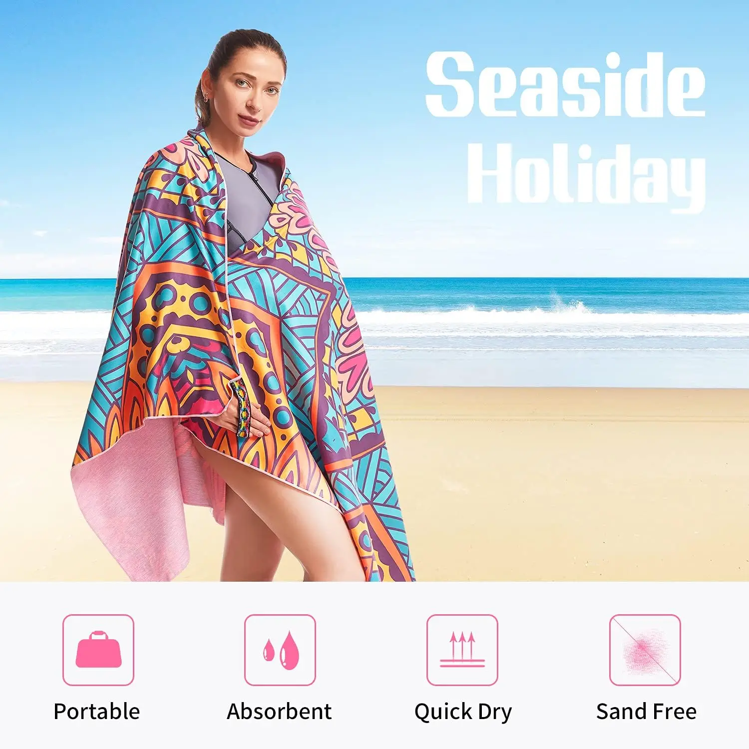 Custom Quick Dry Microfiber Waffle Beach Towel Sand Free Swimming Beach Towel